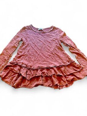 Altar’d State rust/terracotta colored long sleeve ruffle top with tiered hem
